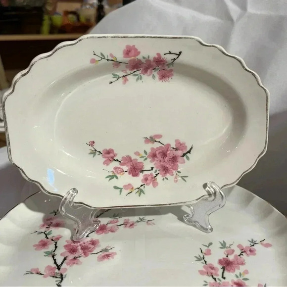 Vintage W.S. George 22 Carat Gold Painted Plate Set of 10 Bolero Peach Blossom - Picture 2 of 7